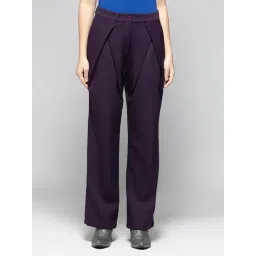 SHAYE Purple Cotton Lycra Regular fit Casual trousers-picture-12
