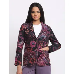 SHAYE Purple Lycra Printed Blazer-picture-34