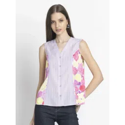 SHAYE Purple Printed Top-picture-27