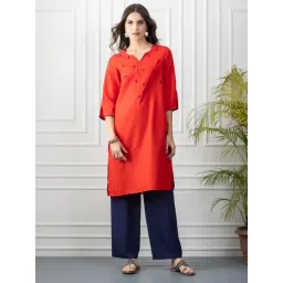 SHAYE Red Embroidered Kurta-picture-24