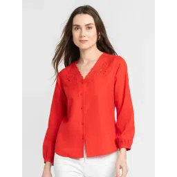 SHAYE Red Linen Self Design Top-picture-17