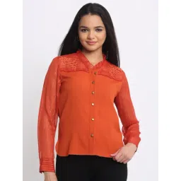 SHAYE Rust Crepe Solid Shirt-picture-13