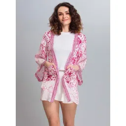 SHAYE White & Pink Printed Kimono-picture-25