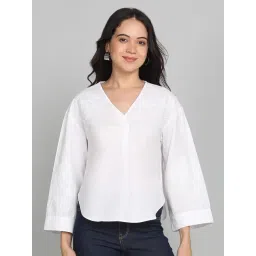 SHAYE White Cotton Embroidered Top-picture-39