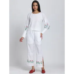 Shaye White Embroidered Cotton Casual Co-ords-picture-35