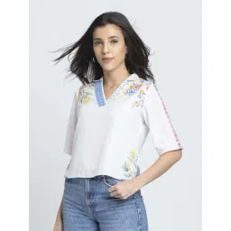 SHAYE White Printed Top-picture-37