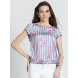 SHAYE White Satin Printed Top-picture-38