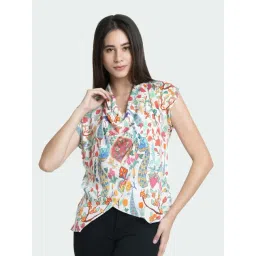 SHAYE White Satin Printed Top-picture-42