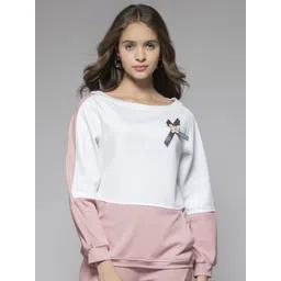 SHAYE Women Boat Neck Colourblocked Pullover Sweatshirt-picture-11