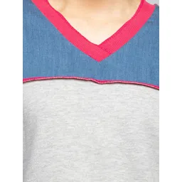 SHAYE Women Colourblocked V-neck Long Sleeves Sweatshirt image 3