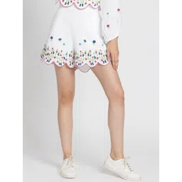 SHAYE Women Floral Embroidered Cotton Shorts-picture-36