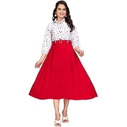 shcon Women's Fit & Flare Dress | Cowl Neck | Cape Sleeves | Elegant-picture-52