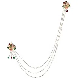 shecario Saree Pin | Gold Plated Sari Brooch | Safety Pin With Chain for Nauvari Saree, Lehanaga, Dressing Brooch Pin For Women & Girls - Set of 1-picture-11