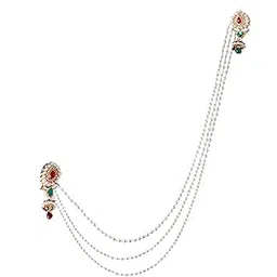 shecario Saree Pin | Gold Plated Sari Brooch With Chain| Safety Pin for Nauvari Saree, Lehanaga, Dressing Brooch Pin For Women & Girls - Set of 1-picture-10