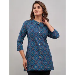 Shedika Ethnic Motifs Printed Mandarin Collar Kurti-picture-9
