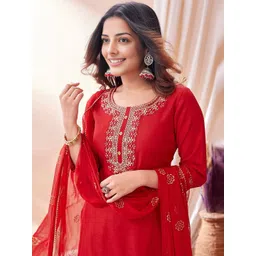 Shedika Floral Embroidered Kurta With Trousers & Dupatta-picture-21