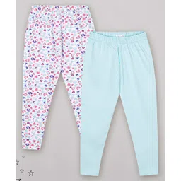 Sheer Love Pack Of 2 Solid And Hearts Print Leggings - Light Blue-picture-22