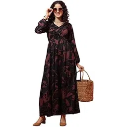 sheetal associates Women's Floral Printed Empire Fit & Flare Maxi Dress| Comfortable Relaxed Fit Summer Dress-picture-35