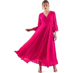 sheetal associates Women's Georgette Solid Casual Maxi Fit and Flare Dress - Pack of 1-picture-14