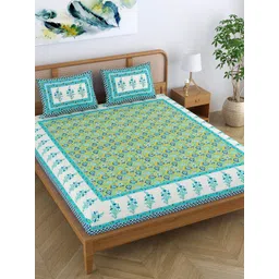 SheetKart Blue & White Printed 120 TC Queen Bedsheet with 2 Pillow Covers-picture-33