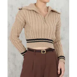 Shein Drop Shoulder Half Zipped Collar Ribbed Pullover-picture-52