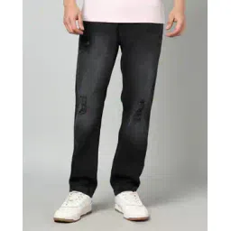 Shein Fly with Button Closure Mid Wash Distressed Jeans-picture-29