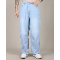 Shein Full Length Knee Pleat Back Panelled Mid Wash Jeans-picture-15