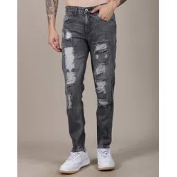 Shein Full Length Stone Wash Mid Distress Jeans-picture-16