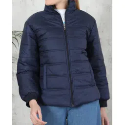 Shein High Neck Full Sleeve Puffer Jacket with Pockets-picture-39