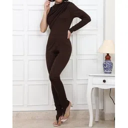 Shein High Neck Pleated Stirrup Hem Jumpsuits-picture-24