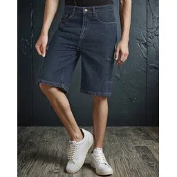 Shein Knee Length Denim Shorts With Pockets-picture-21