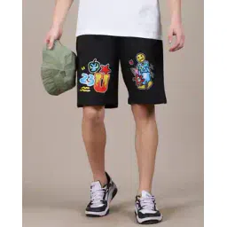 Shein Knee Length Graphic Print Track Shorts With Pockets-picture-36