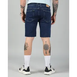 Shein Knee Length Raw Hem Denim Shorts With Pockets image 3