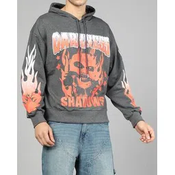 Shein Medium Length Drop Shoulder Typographic Print Hoodie-picture-35