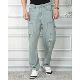 Shein Mid Wash Panelled Distressed Carpenter Jeans-picture-20