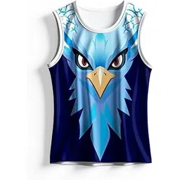 sheinic Athletic Tank Top with Eagle Design, Navy Blue and Light Blue, Sleeveless Sports Jersey-picture-53