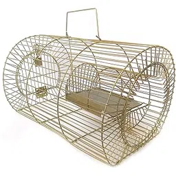 Shelter Rat Trap Cage, Rodent Control, Pinjra for Rat, Mouse and Mice Rat Catcher Cage Made with Brass Metal Wires, Round Shape for Home, Office (Golden, Green)-picture-11