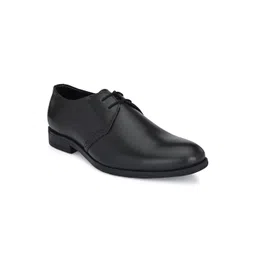 SHENCES Men Black Solid Leather Formal Derbys-picture-15