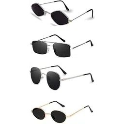 sheomy Unisex Combo offer pack of 4 shades glasses pathan Sunglasses Rectangle Retro Vintage Narrow Women::Men Small Narrow Square Sun Glasses Combo offer pack of 4 MKNY-865-picture-13