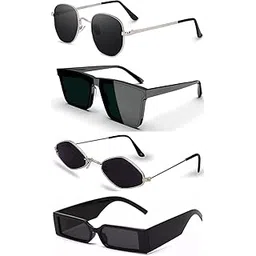 sheomy Unisex Square Sunglasses Set - 4 Pack, Black Sunglass Combo, Men & Women Goggles -705-picture-41