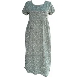 sherobeclassy Women’s Maternity Feeding Maxi Dress | Zipless Nursing Wear | Soft Cotton Knitted Fabric | Comfortable Nightwear for Moms Green Fashion Lines-picture-32