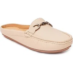 sherrif Women's Backless Loafers with Metal Horsebit Detail | Stylish Slip-On Mules with Textured Finish for Casual & Office Wear (SFR-009-$P)-picture-27