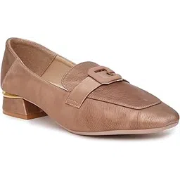 sherrif Women’s Stylish Block Heel Loafers with Metallic Buckle | Comfortable Slip-On Formal & Casual Footwear (SF-4649-$P)-picture-20