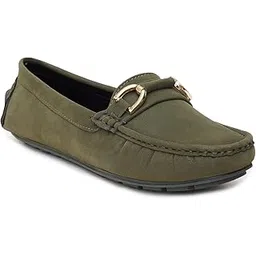 sherrif Women's Suede Driving Loafers with Gold Buckle Detail | Comfortable Slip-On Moccasins for Casual and Office Wear-picture-26