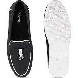 sherrif Women's Suede Loafers with White Trim and Decorative Lace | Stylish Slip-On Casual Shoes with Cushioned Sole-picture-15