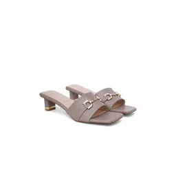Sherrif Shoes Women Textured Open Toe Block Mules with with Buckles-picture-28