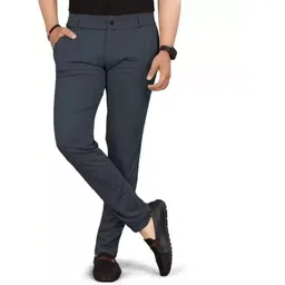 shettys trosuers Men Comfort Fit Grey Lycra Blend Trousers-picture-18