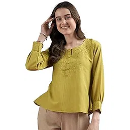 shewill Tops for Women Ethnic Motif Lace Insert Top - Daily and Causal wear-picture-49