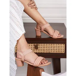Shezone Peach-Coloured Block Heels-picture-33