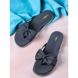 Shezone Women Charcoal Open Toe Flats with Bows-image-28